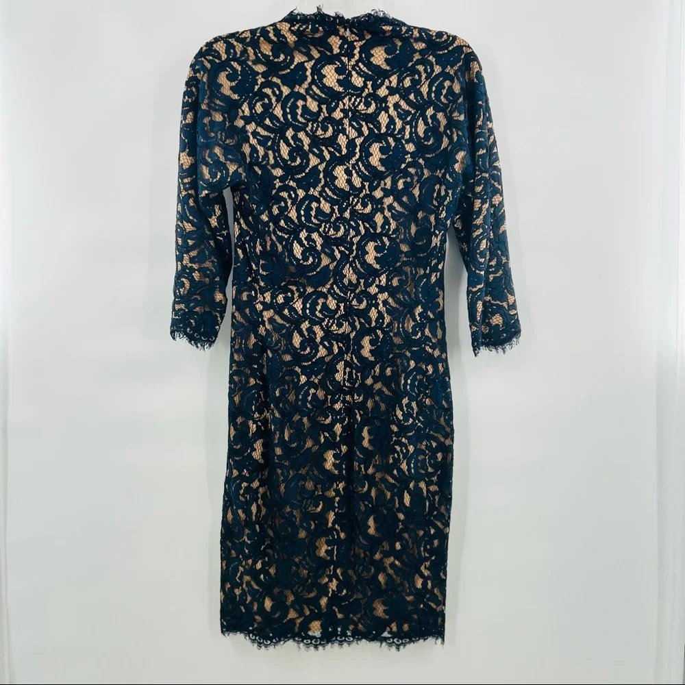 Tadashi Shoji Blue lace dress half sleeve size 4 - Picture 7 of 7